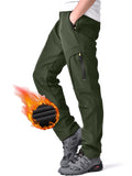 POENTAB Men's Hiking Snow Pants Winter Fleece Lined Insulated Softshell Waterproof Ski Hunting Pant