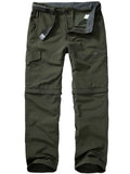 POENTAB Mens Hiking Pants Convertible Zip Off Lightweight Quick Dry Fishing Safari Camping Work Pants with Belt