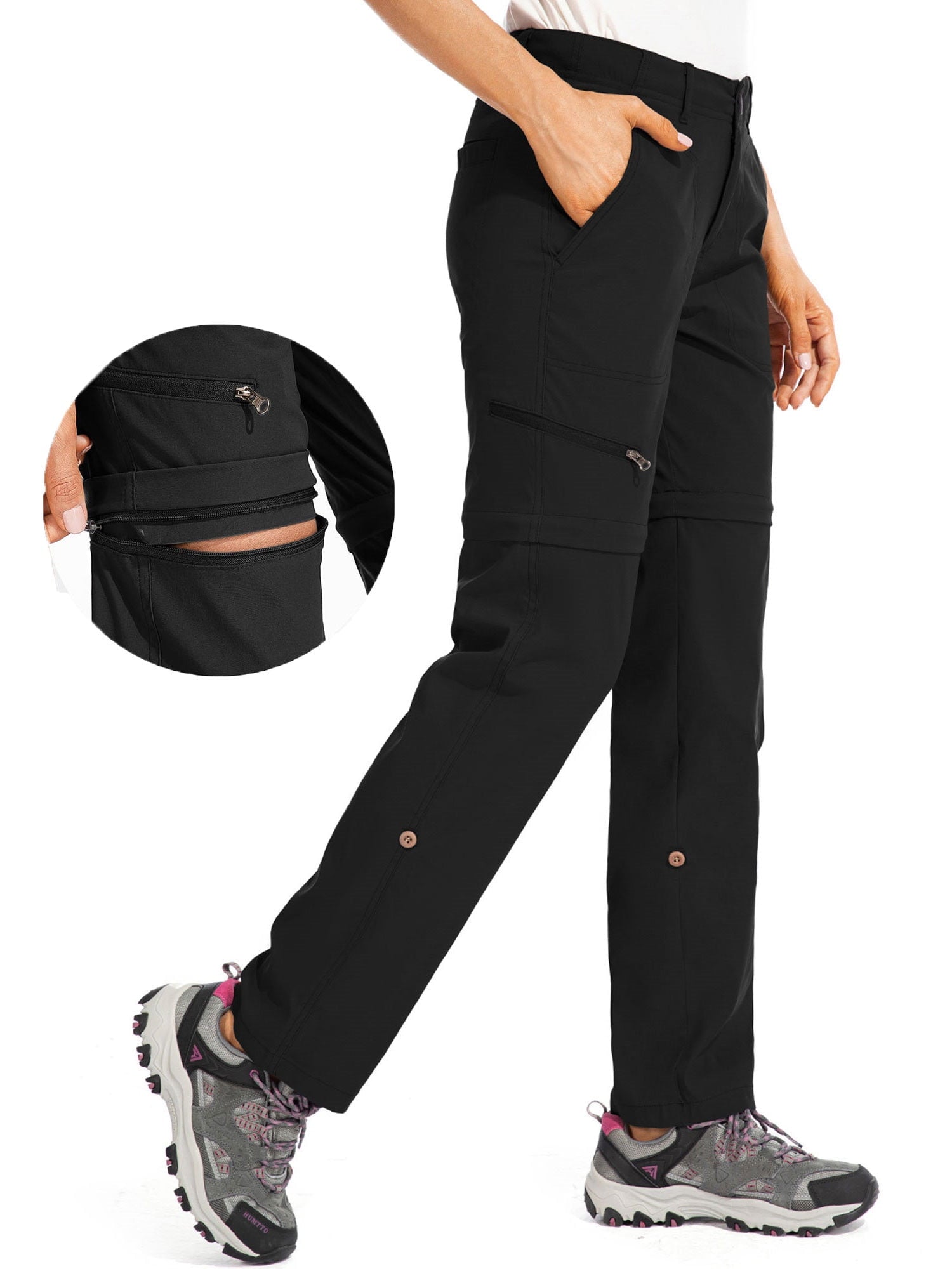 POENTAB Women's Cargo Hiking Pants Convertible Zip-Off Quick Dry Pant for Casual Outdoor Travel Safari Fishing Camping