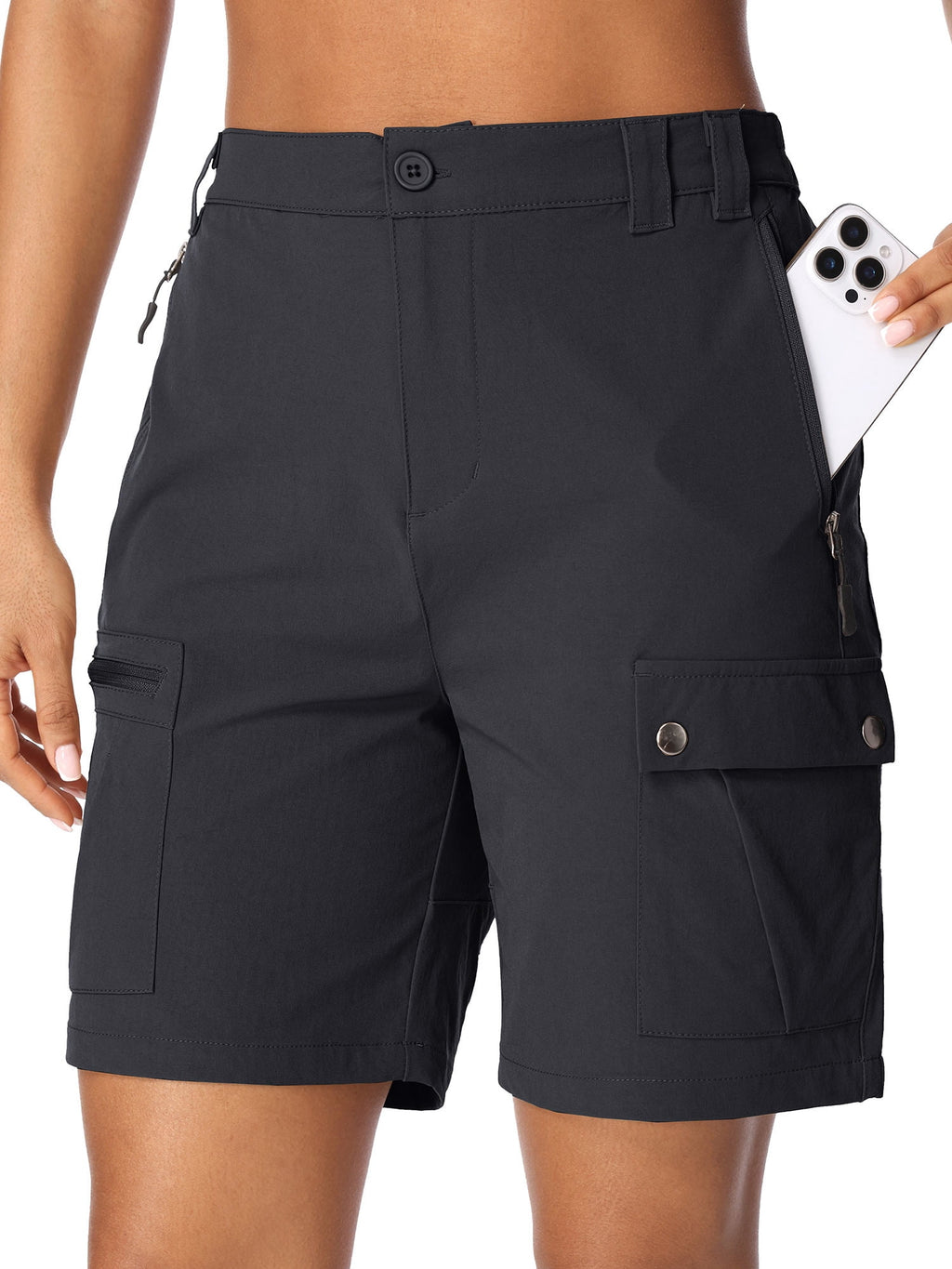 POENTAB Women's Hiking Cargo Shorts with Pockets Quick Dry Lightweight Fishing Work Shorts for Women Casual Travel Summer